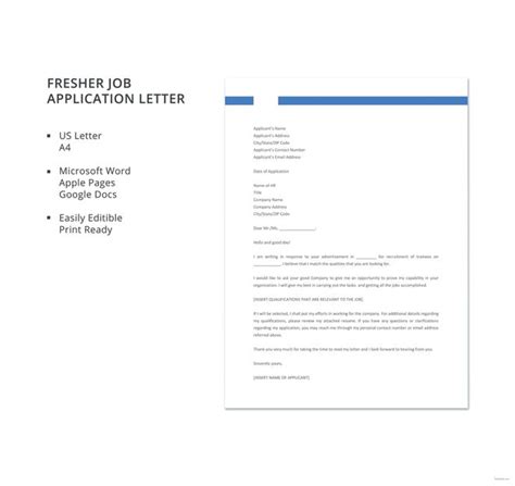 The first paragraph of the application letter should be short and to the point, explaining what is the reason of this application, if you are applying for a particular job. Fresher Job Application Letter | Letter template word, Application letter template, Reference ...