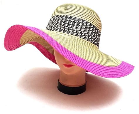 floppy straw hat summer beach holiday folding wide large brim ladie s hot pink floppy straw