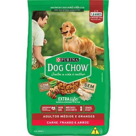 Ração Dog Chow Extra Life Sabor Carne Frango E Arroz Para Cães Adultos