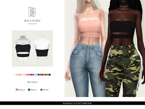 The Sims Resource Bandeau Cut Out Crop Top By Bill Sims • Sims 4 Downloads