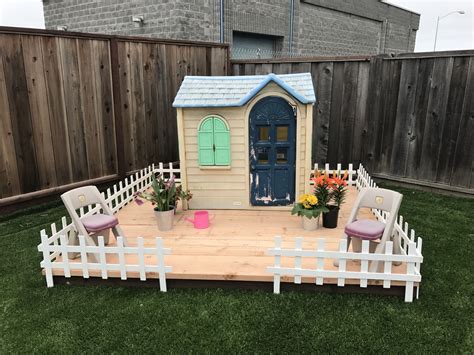 Deck With Potted Flowers For Kids Little Tykes Playhouse