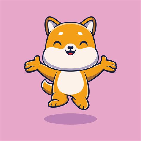Cute Dog Happy Jump Cartoon Vector Icon Illustration Animal Nature