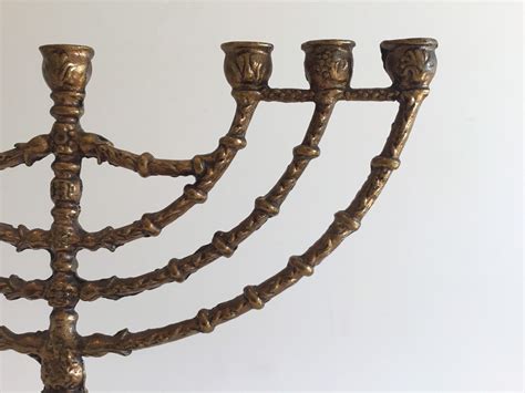 antique bronze hanukkah menorah 1950s made in israel etsy