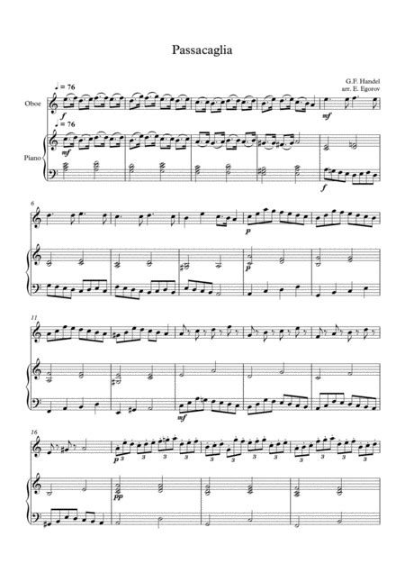 Passacaglia G F Handel Free Music Sheet