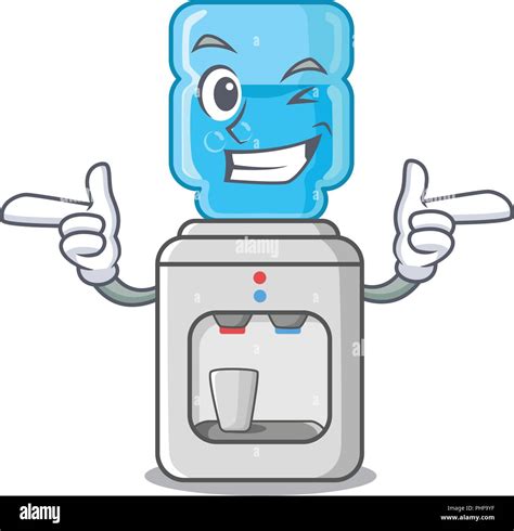 Wink Electric Water Cooler Against The Cartoon Vector Illustration