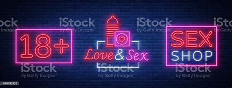 Vetor De Sexshop Um Conjunto De Ícones No Estilo De Néon Coleção De