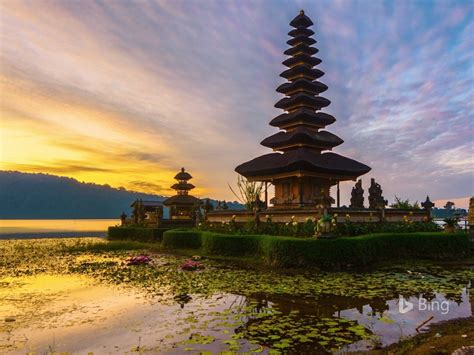 Indonesia Sunrise Temple In Bali 2017 Bing Desktop Wallpaper Preview