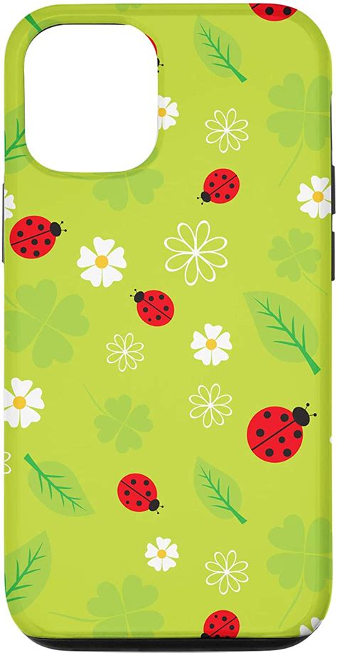 Iphone 1212 Pro Ladybugs Shamrocks And Daisies On Green
