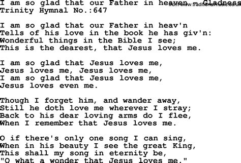 Trinity Hymnal Hymn I Am So Glad That Our Father In Heaven Gladness