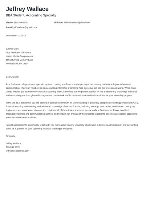 Accounting Cover Letter Examples And Ready To Use Templates