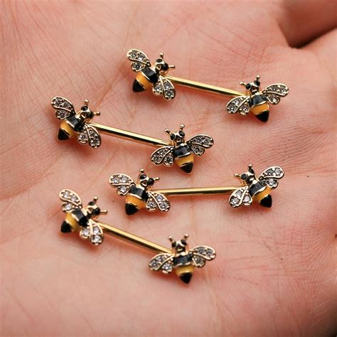 超歓迎 2pcs Stainless Steel 14g Nipple Rings Straight Barbells Shields Nipplerings Gold