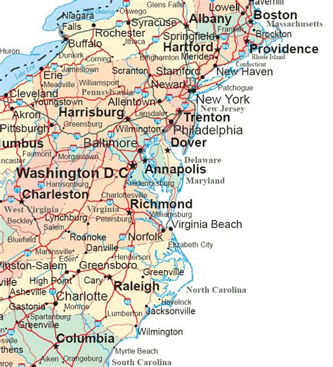 New England And Mid Atlantic States And Capitals