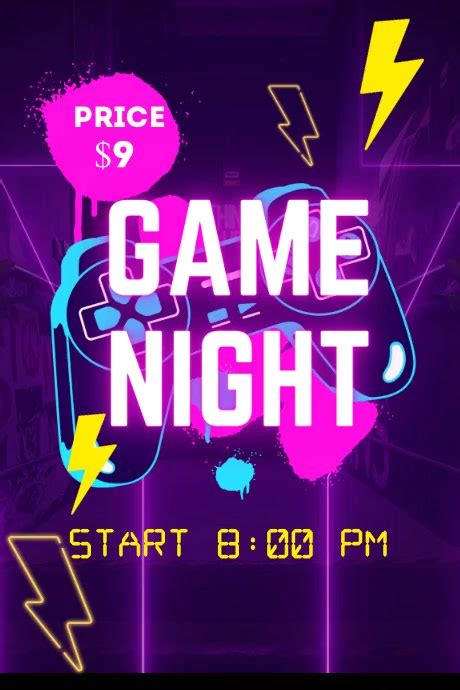 Purple Game Night Flyers Template Postermywall