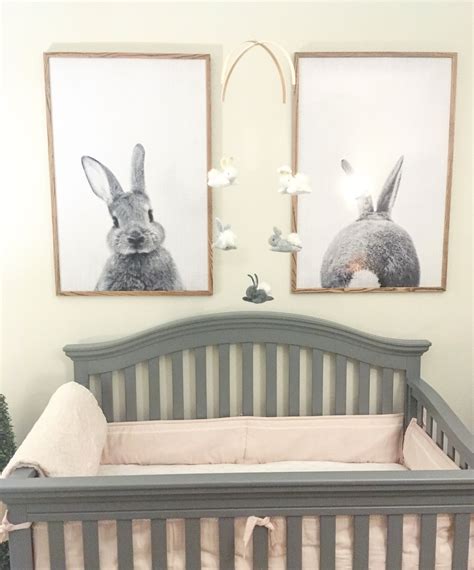 Bunny Nursery Posters From Etsy And Mobile Hand Made Pink And Gray