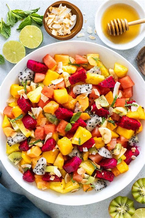Tropical Fruit Salad With Honey Lime Dressing Recipe In 2021