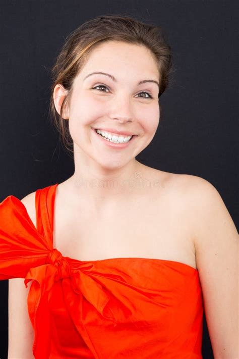 Cute Young Woman In Red Dress Stock Image Image Of Caucasian