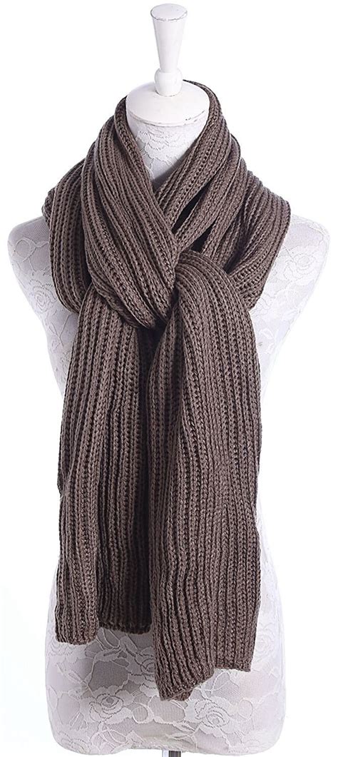 Soft Winter Scarves Warm Knit Scarves For Outdoor Knitted Womens Scarves Dark Khaki