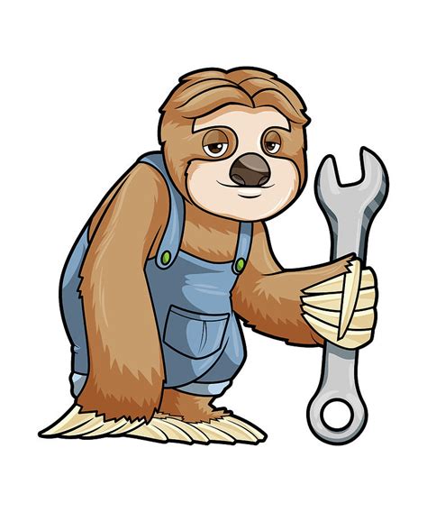Sloth As Craftsman With Wrench Painting By Markus Schnabel Fine Art