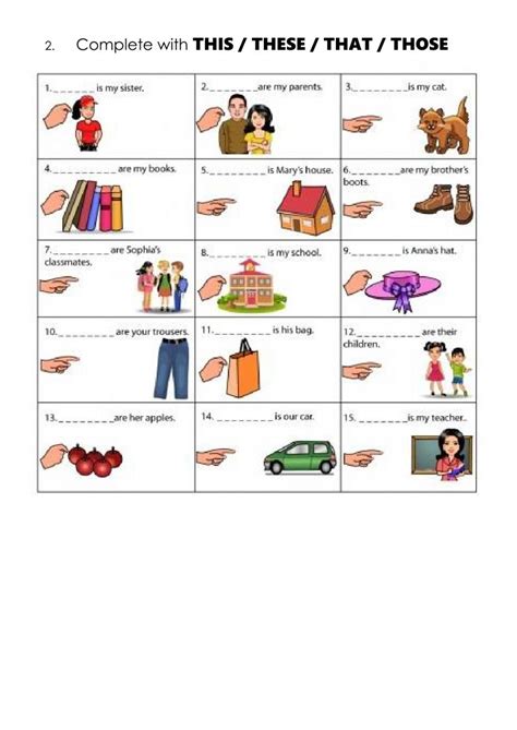 Demonstrative Pronouns This These That Those Worksheet