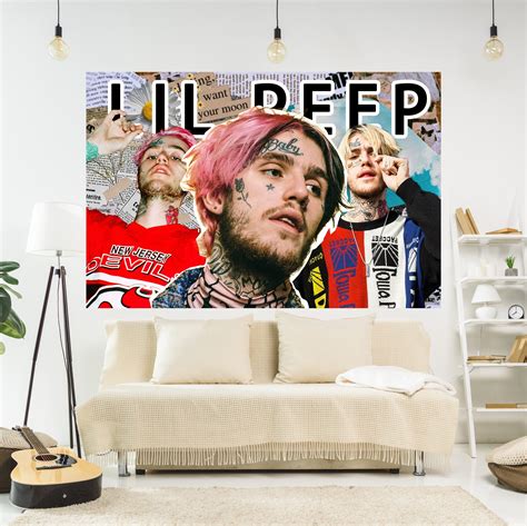 Lil Peep Rapper Tapestry Fashion Art Bohemian Hippie Printed Wall
