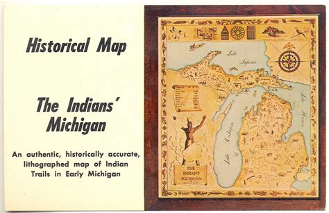Traverse Mi Map Postcard Celebration Michigan Indian Tribe