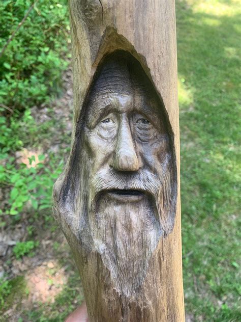 Driftwood Carving, Wood Spirit Carving, Carving of a Face, Handmade 