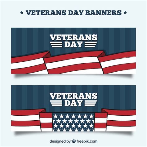 Premium Vector Veterans Day Banners With Flags