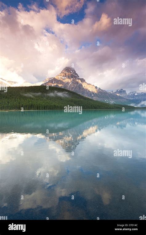 Mount Chephren Reflected In Lower Waterfowl Lake Banff National Park