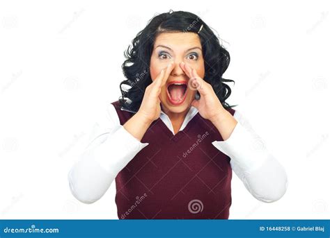 Surprised Woman Shouting Stock Photo Image Of Beautiful 16448258