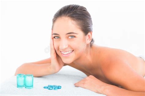 Pretty Brunette Lying On Massage Table Stock Image Image Of Clean