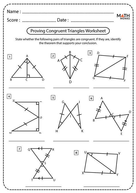 Triangle Congruence Worksheet With Answer Key