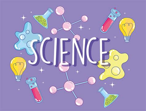 Cute Science Lettering And Laboratory Icons Banner Template Vector Art At Vecteezy