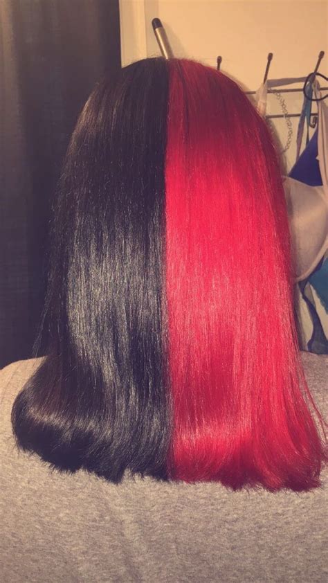 Half Red Half Black Hair Color Black Hair Color Long Hair Styles