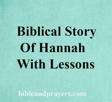 Biblical Story Of Hannah With Lessons