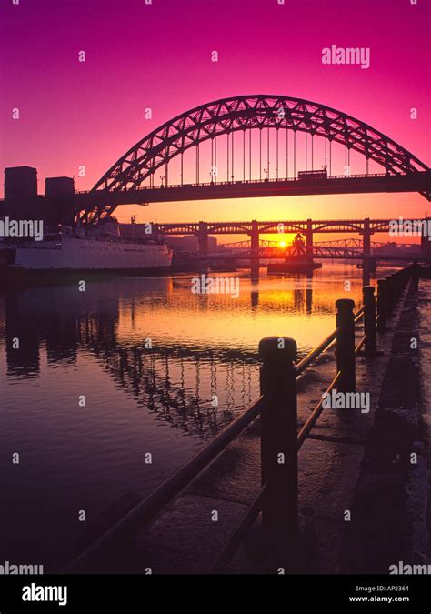 River Tyne Bridges Newcastle At Sunset Stock Photo Alamy