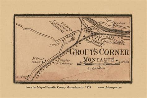 Grouts Corner 1858 Old Town Map With Homeowner Names Montague