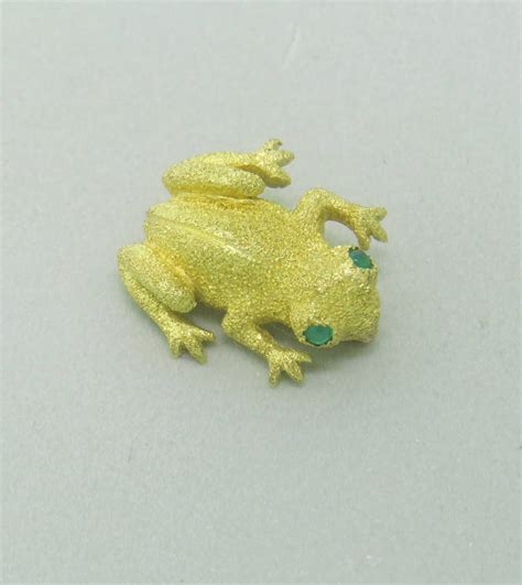 Tiffany And Co Emerald Gold Frog Brooch Pin At 1stdibs