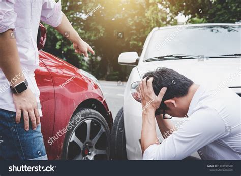 Two Drivers Man Arguing After Car Stock Photo Edit Now 1193696530