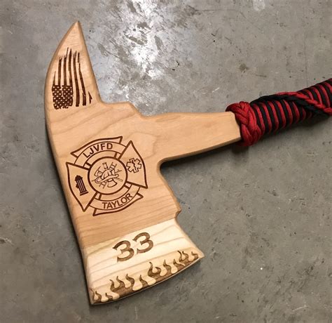 Firefighter Axe Award Custom Laser Engraved Cherry Wood Etsy