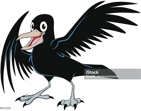 Glücklich Cartoon Ravenbird Stock Vektor Art Und Mehr Bilder Von