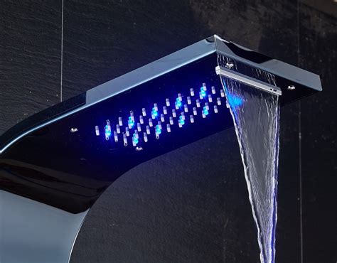 elloandallo stainless steel shower panel tower system led shower head 6 function faucet rain