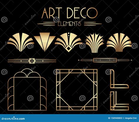Geometric Gatsby Art Deco Ornaments Dividers And Frame Elements Stock