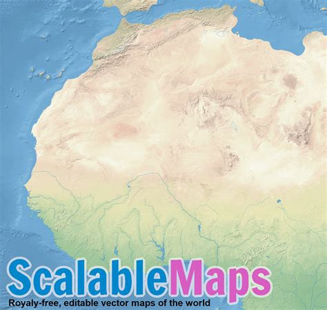 Scalablemaps Vector Map Of Western Africa Shaded Relief Theme