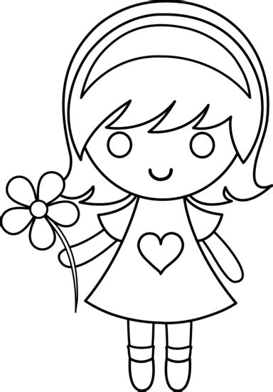 Daisy Girl Colorable Line Art Clipart Panda Free Clipart Images