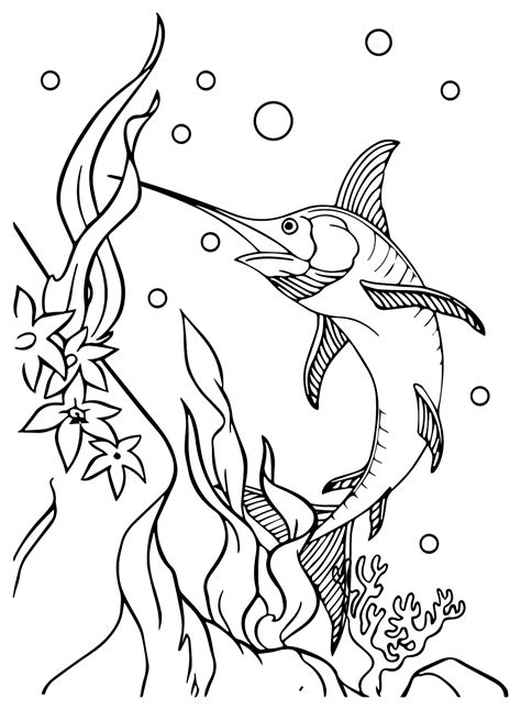 Página para colorir de animais de peixe espada páginas para colorir