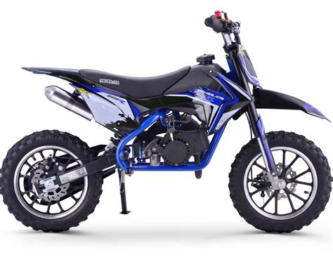 Blue 2 Stroke 50cc Compact Dirt Bike Motorbike With Restrictor Kids