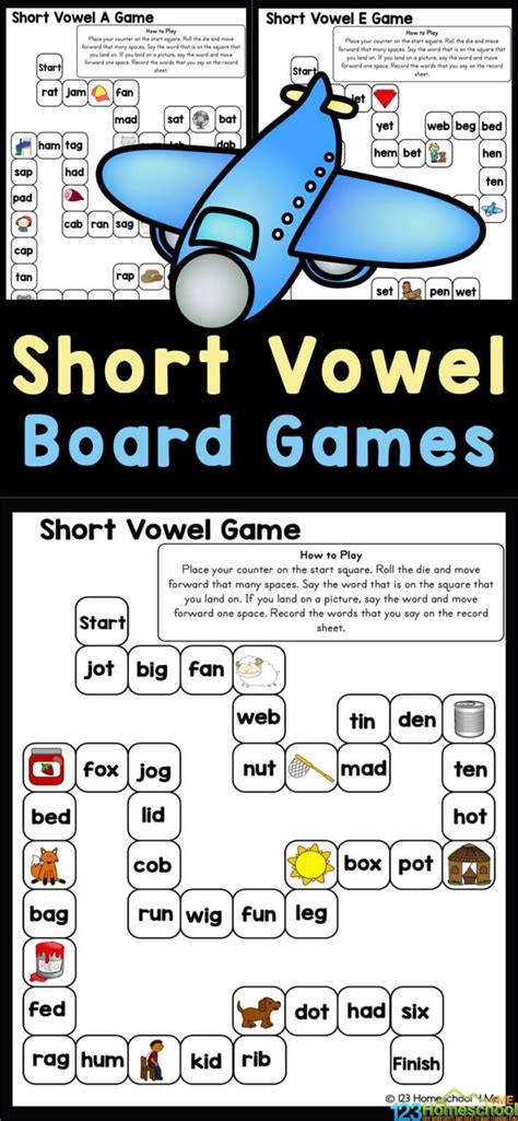 Free Short Vowel Sounds Board Games For Kindergarten