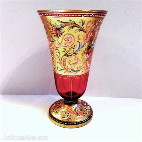 Antiques Atlas Theresienthal Enameled Ruby Glass Vase