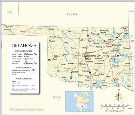 Reference Map Of Oklahoma Usa Nations Online Project
