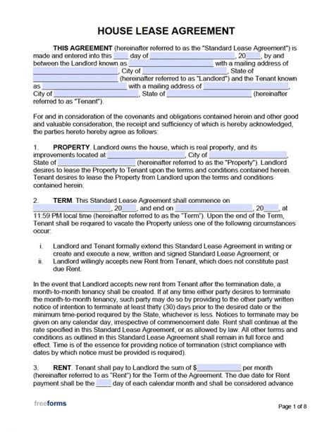 Printable Rental Agreement For Houses Template Business Psd Excel Free House Lease Agreement